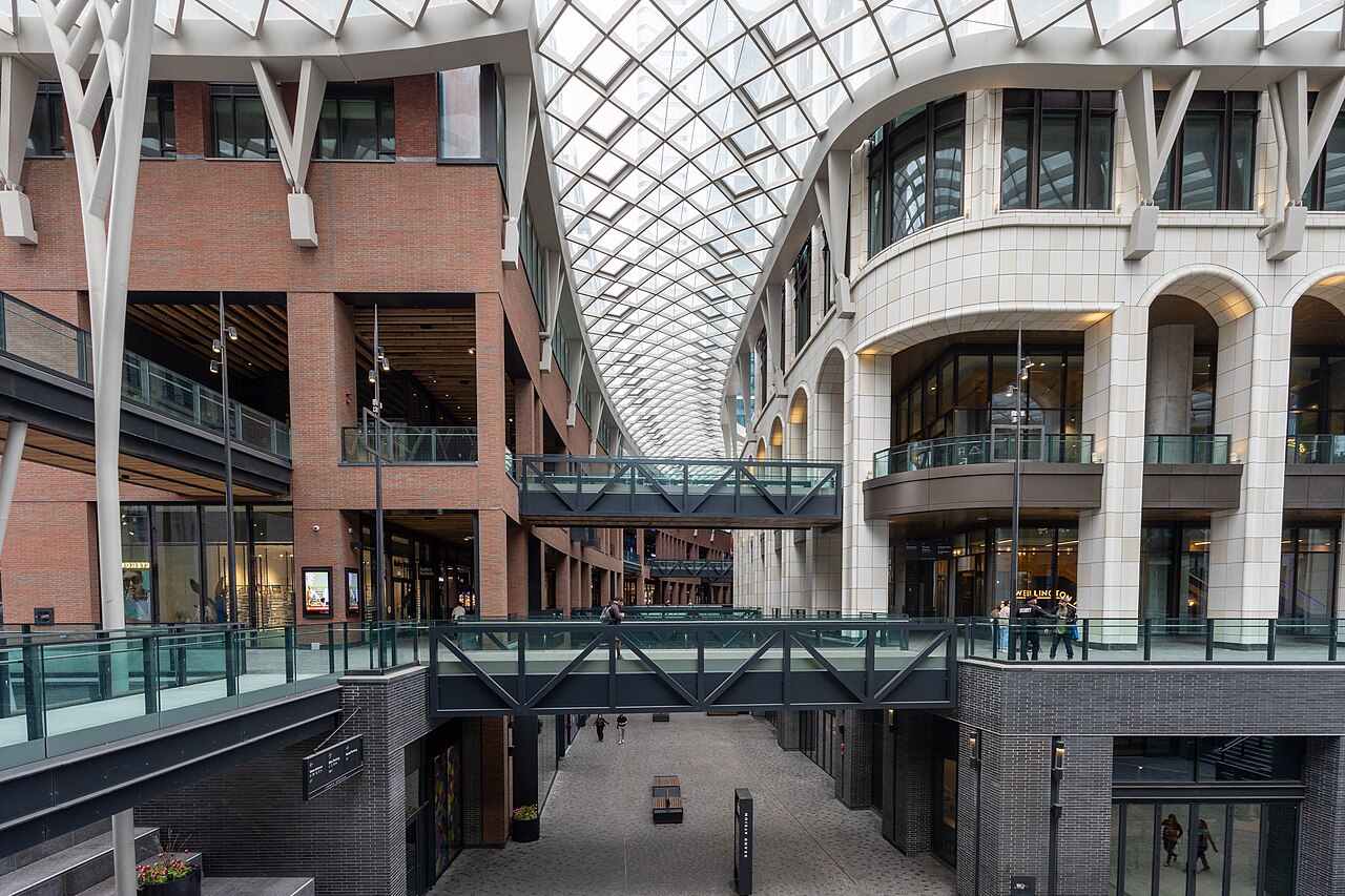 The Well retail atrium, photographed in May 2026